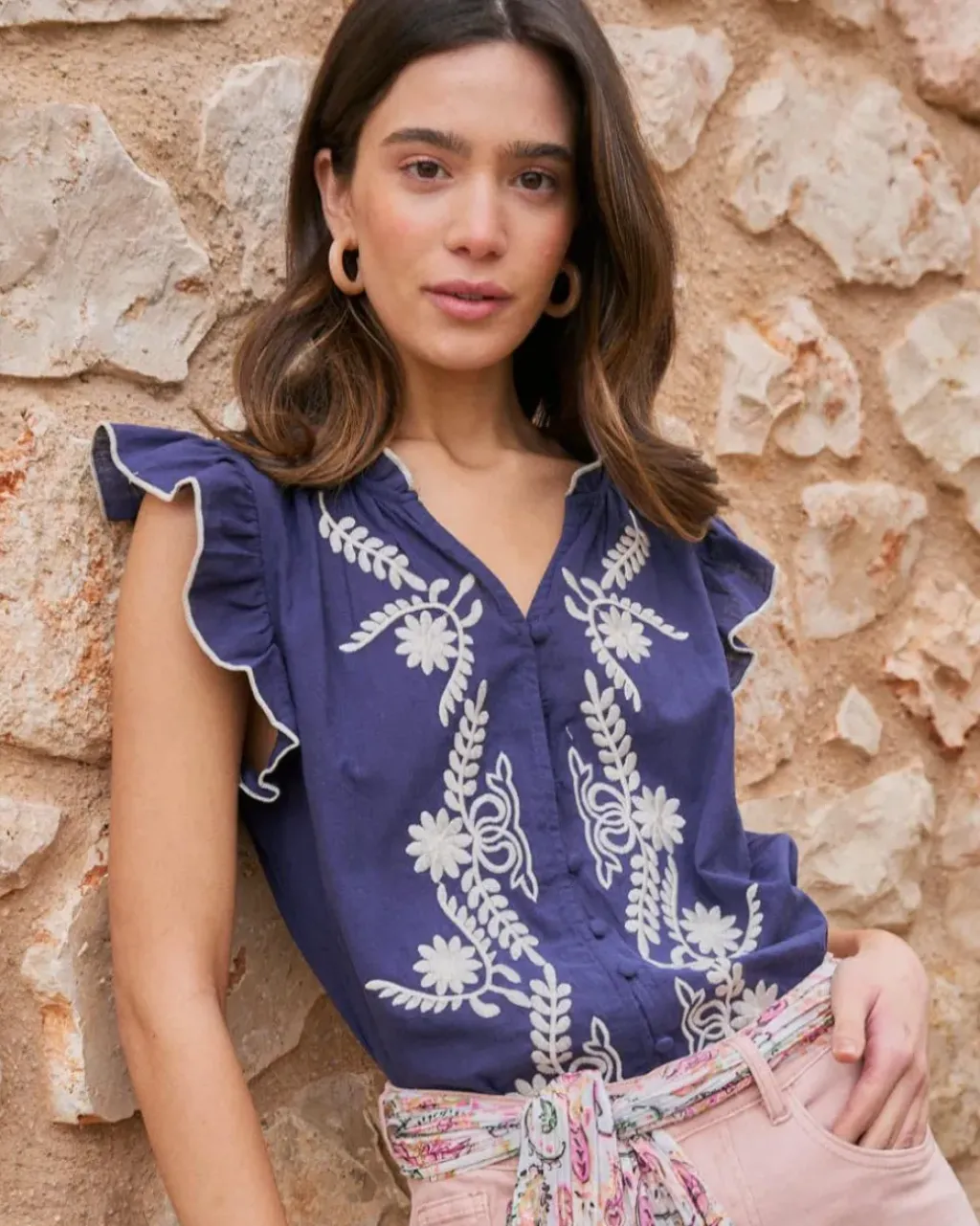 Polin et moi Maternidad|Blusas Y Camisas*Blusa Bordada Greta Marino