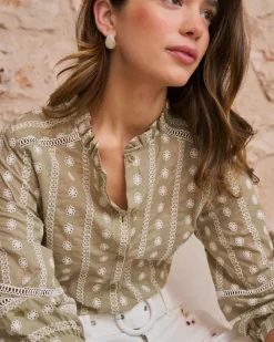Polin et moi Maternidad|Blusas Y Camisas*Blusa Bordados Flores Elle pistacho