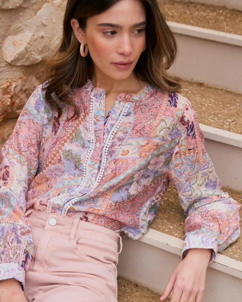 Polin et moi Blusas Y Camisas*Blusa Estampado Patchwork Tamaris Salmon