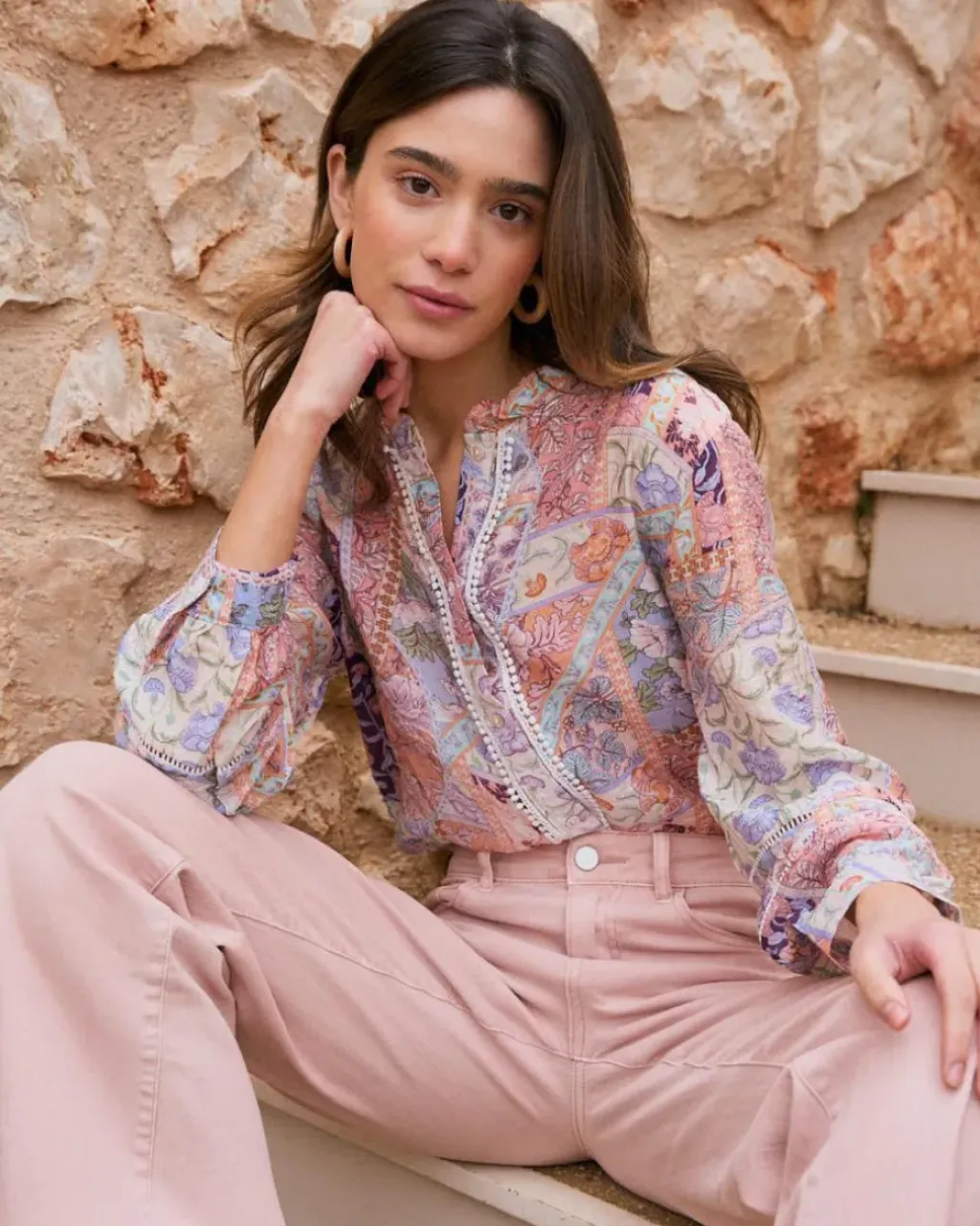 Polin et moi Blusas Y Camisas*Blusa Estampado Patchwork Tamaris Salmon