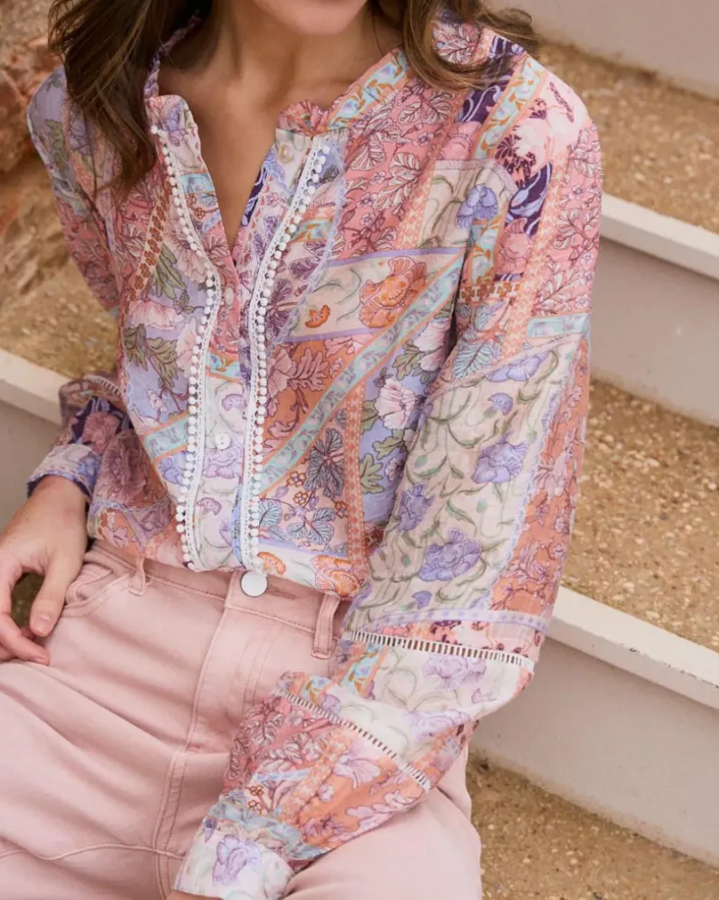 Polin et moi Blusas Y Camisas*Blusa Estampado Patchwork Tamaris Salmon