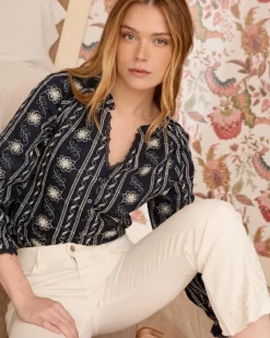 Polin et moi Blusas Y Camisas*Blusa Flores Sol Marino