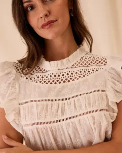 Polin et moi Blusas Y Camisas*Blusa Volantes Catrina blanco