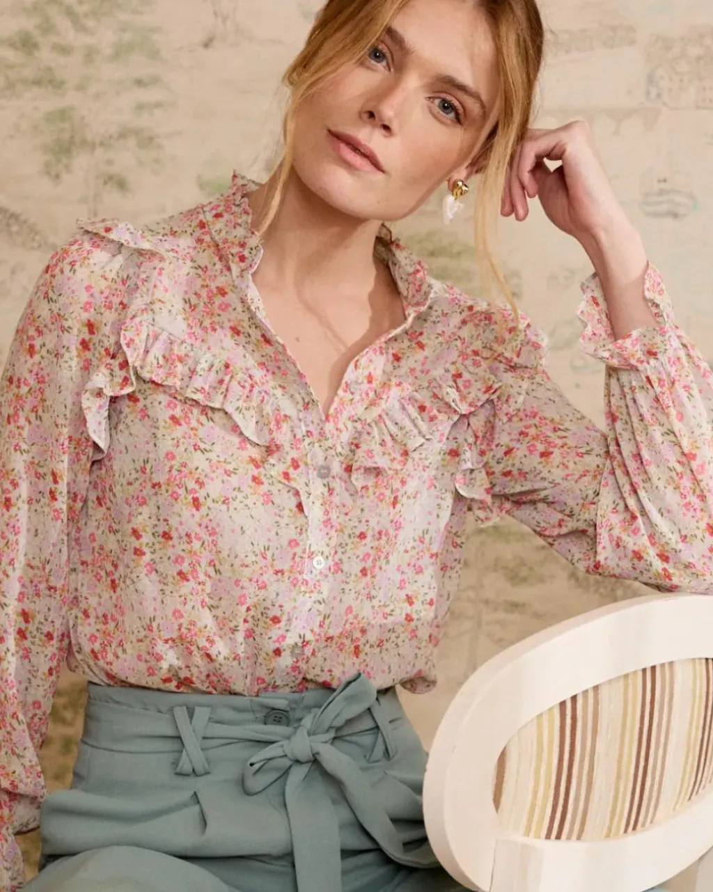 Polin et moi Blusas Y Camisas*Blusa Volantes Orian VerdeAgua