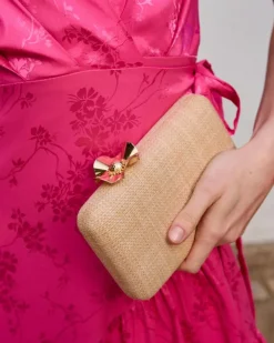 Polin et moi Bolsos*Bolso Rafia Flor Dorada BEIGE