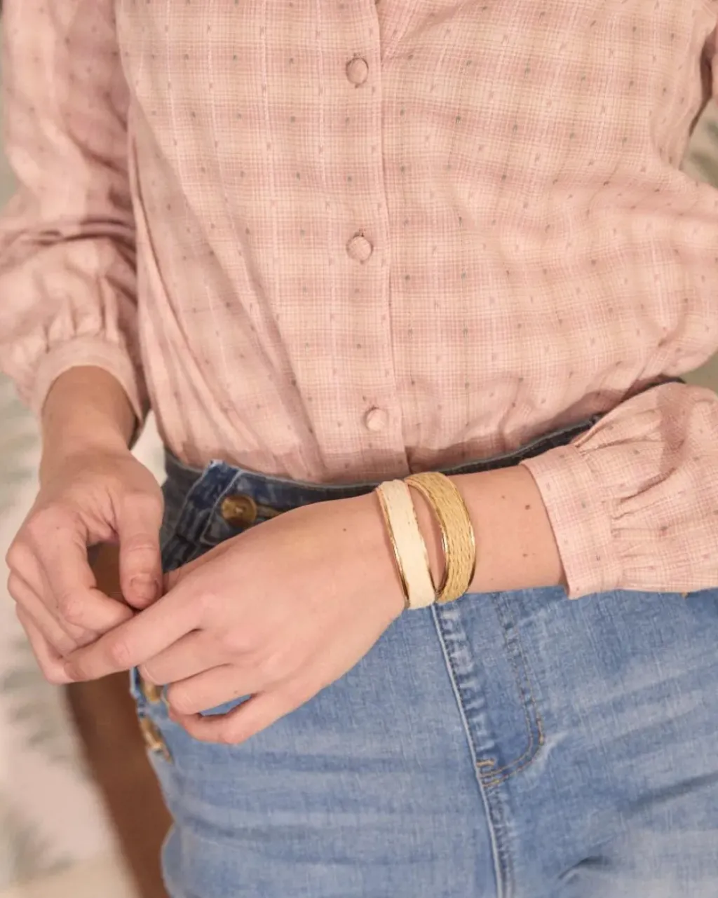 Polin et moi Bisuteria*Brazalete Rafia Zarina beige