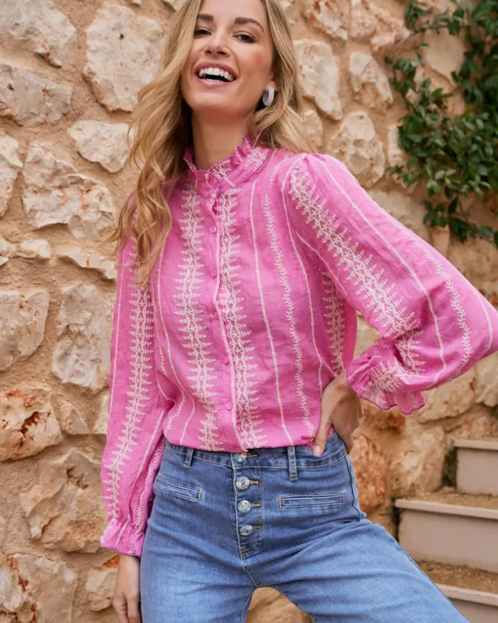 Polin et moi Blusas Y Camisas|Maternidad*Camisa Bordada Tibi Fucsia