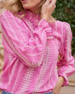 Polin et moi Blusas Y Camisas|Maternidad*Camisa Bordada Tibi Fucsia