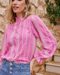 Polin et moi Blusas Y Camisas|Maternidad*Camisa Bordada Tibi Fucsia