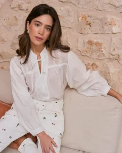 Polin et moi Blusas Y Camisas*Camisa Bordado Escote Lucinda BLANCO