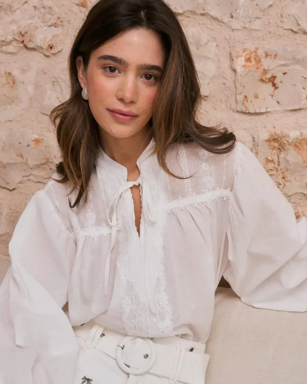 Polin et moi Blusas Y Camisas*Camisa Bordado Escote Lucinda BLANCO