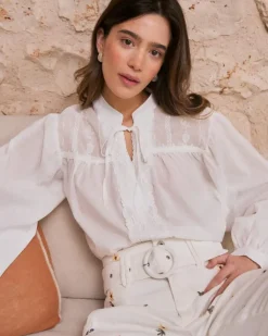 Polin et moi Blusas Y Camisas*Camisa Bordado Escote Lucinda BLANCO