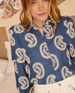 Polin et moi Maternidad|Blusas Y Camisas*Camisa Bordado Paisley Helia DENIM
