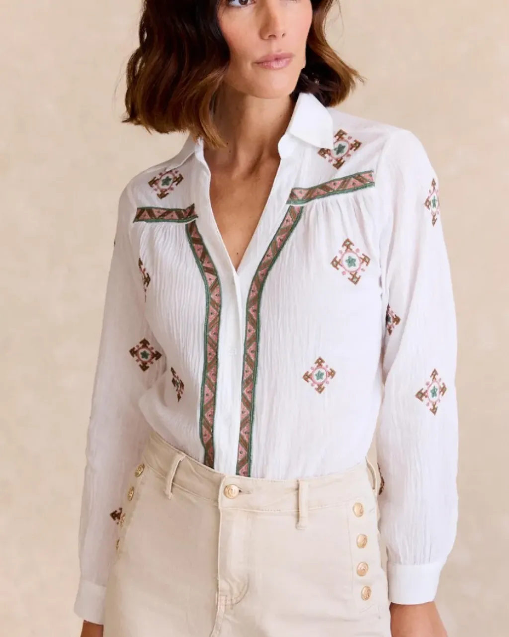 Polin et moi Blusas Y Camisas*Camisa Etnica Pandora blanco