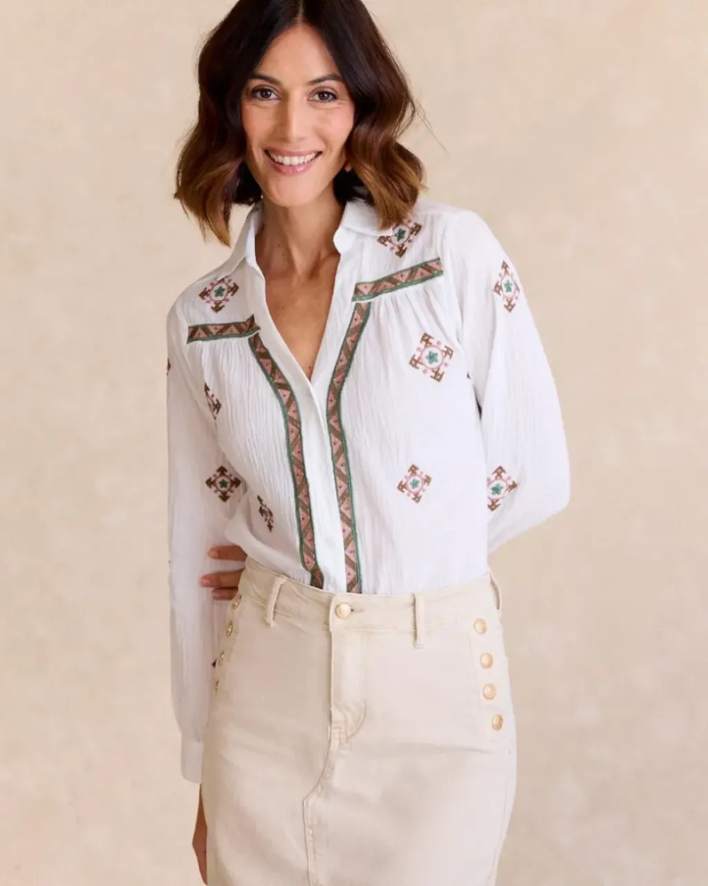 Polin et moi Blusas Y Camisas*Camisa Etnica Pandora blanco