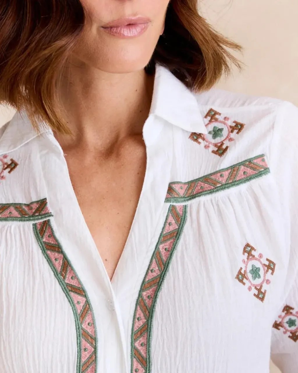 Polin et moi Blusas Y Camisas*Camisa Etnica Pandora blanco