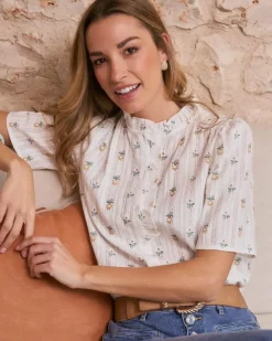 Polin et moi Blusas Y Camisas*Camisa Flores Manga Daria blanco