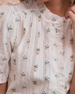 Polin et moi Blusas Y Camisas*Camisa Flores Manga Daria blanco
