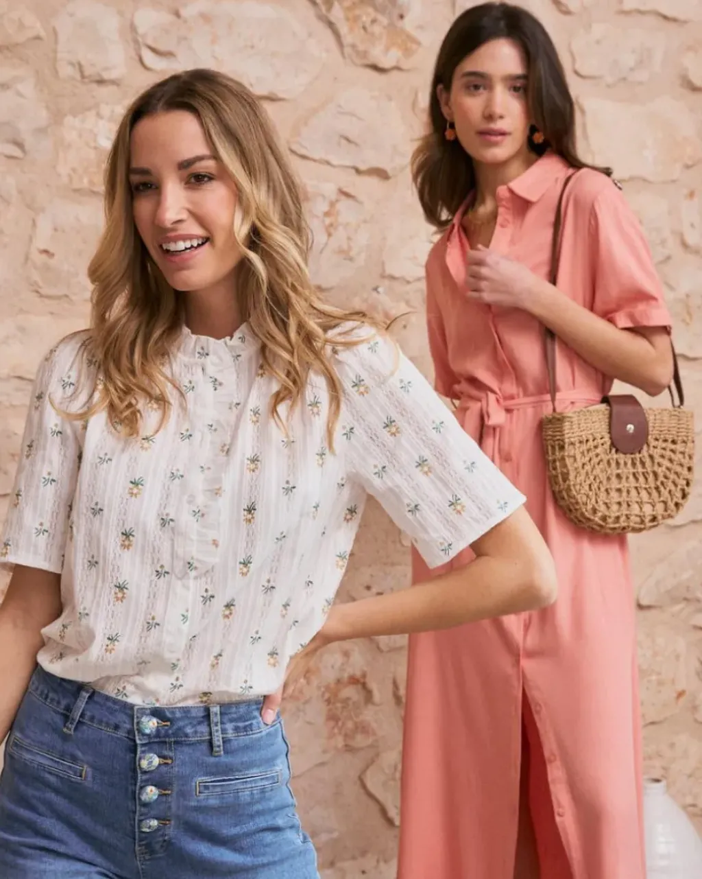 Polin et moi Blusas Y Camisas*Camisa Flores Manga Daria blanco