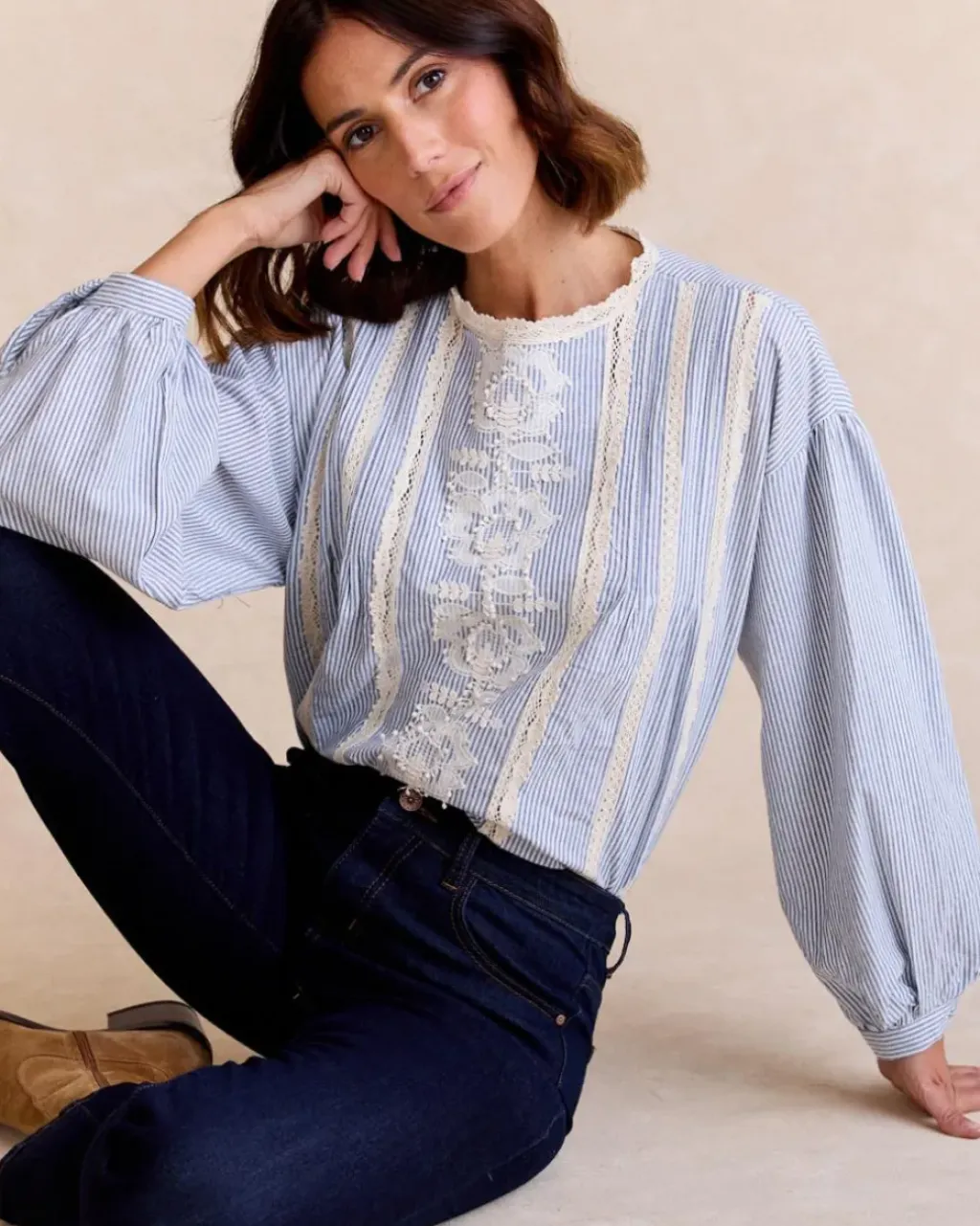Polin et moi Blusas Y Camisas*Camisa Rayas Simona Celeste