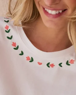 Polin et moi Camisetas Y Tops*Camiseta Bordados Floren Crudo
