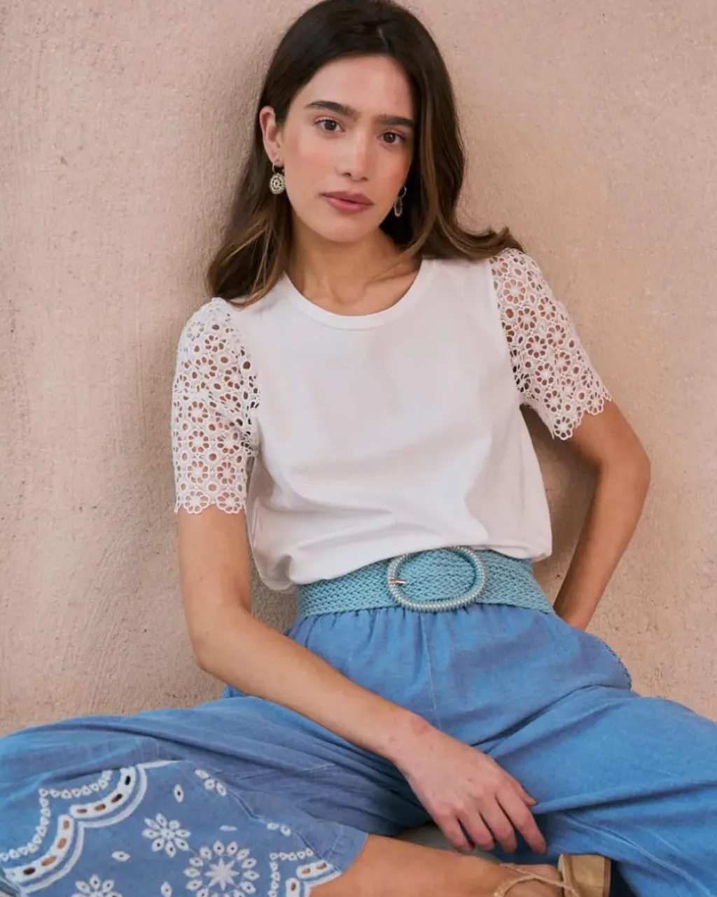 Polin et moi Camisetas Y Tops*Camiseta Manga Puntilla Inara blanco