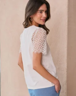 Polin et moi Camisetas Y Tops*Camiseta Manga Puntilla Inara blanco