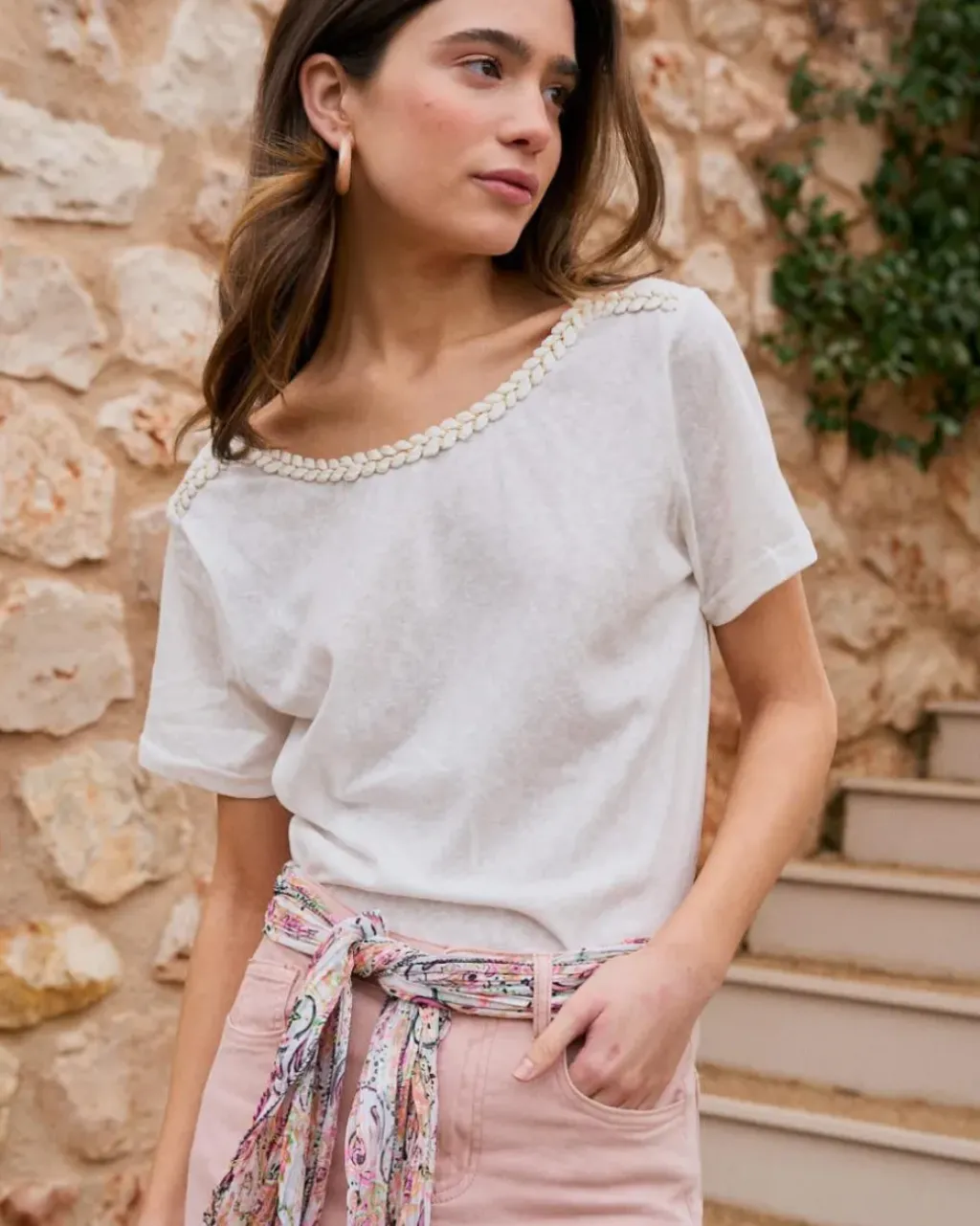 Polin et moi Camisetas Y Tops*Camiseta Trenzado Aubrienne blanco