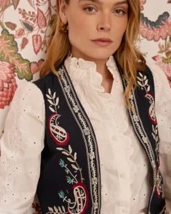 Polin et moi Maternidad|Blazer Y Cazadoras*Chaleco Bordado Abelina Marino