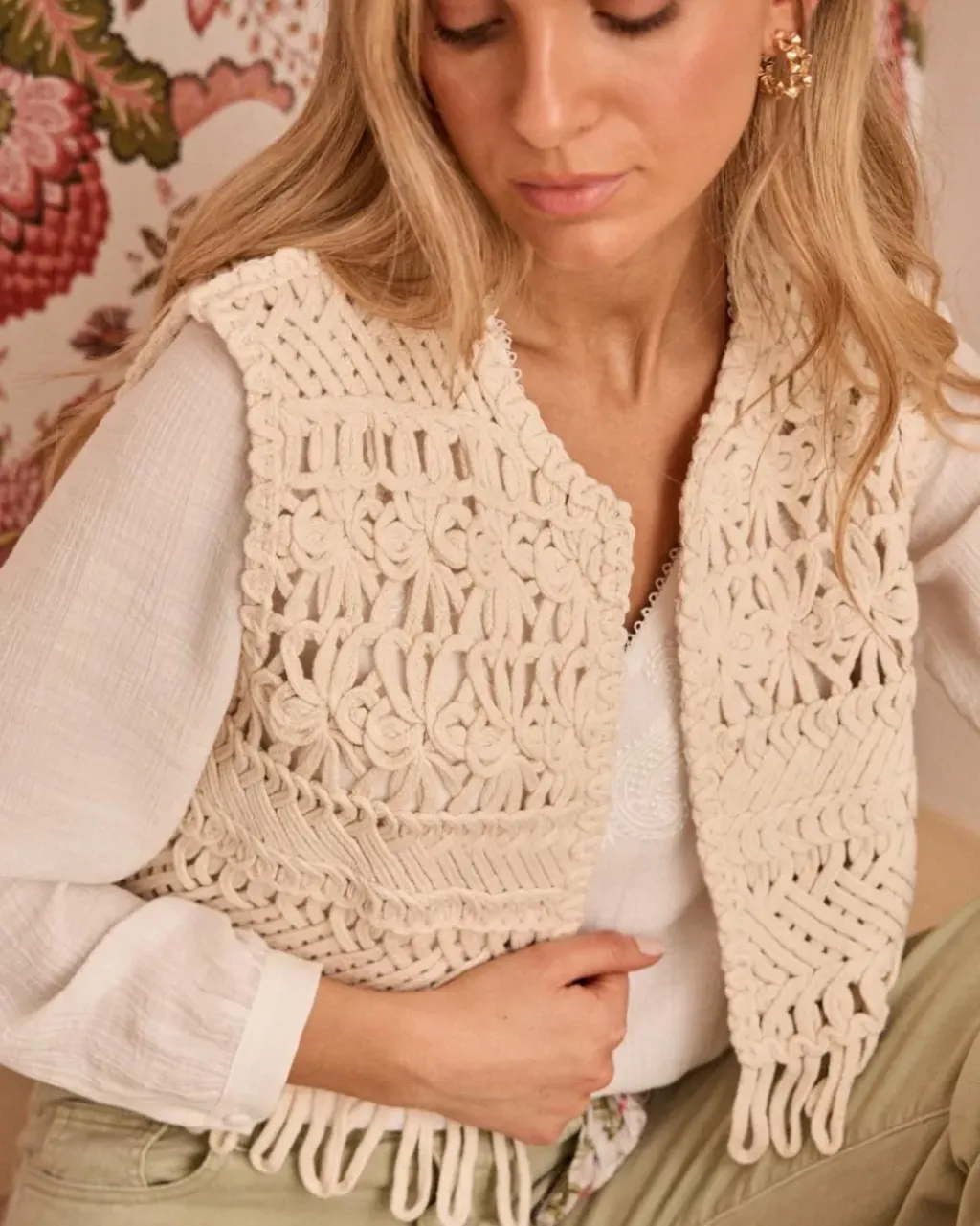 Polin et moi Blazer Y Cazadoras*Chaleco Crochet Sabi Crudo