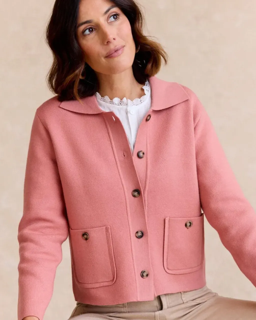 Polin et moi Blazer Y Cazadoras|Punto*Chaqueta Corta Rosa