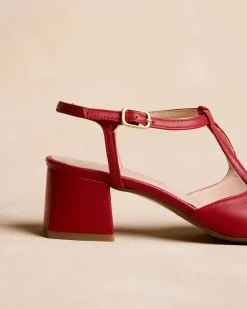 Polin et moi Zapatos De Tacón*Mary Jane Detalles Nyma ROJO