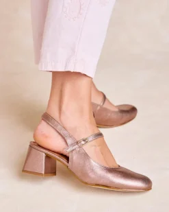 Polin et moi Zapatos De Tacón*Mary Jane Tacón Cesia Bronce