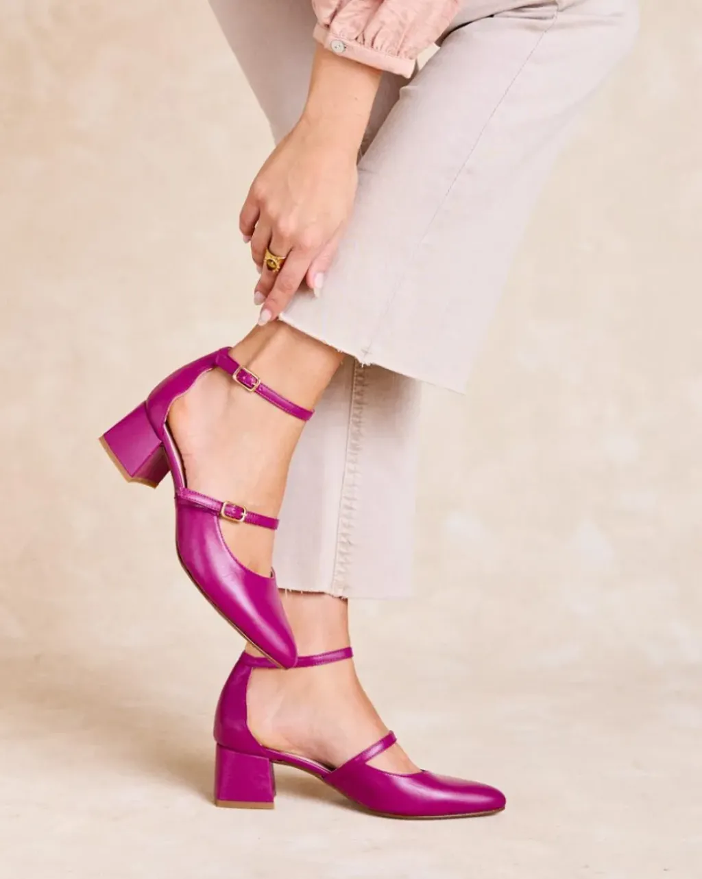 Polin et moi Zapatos De Tacón*Mary Jane Tiras Leena Morado