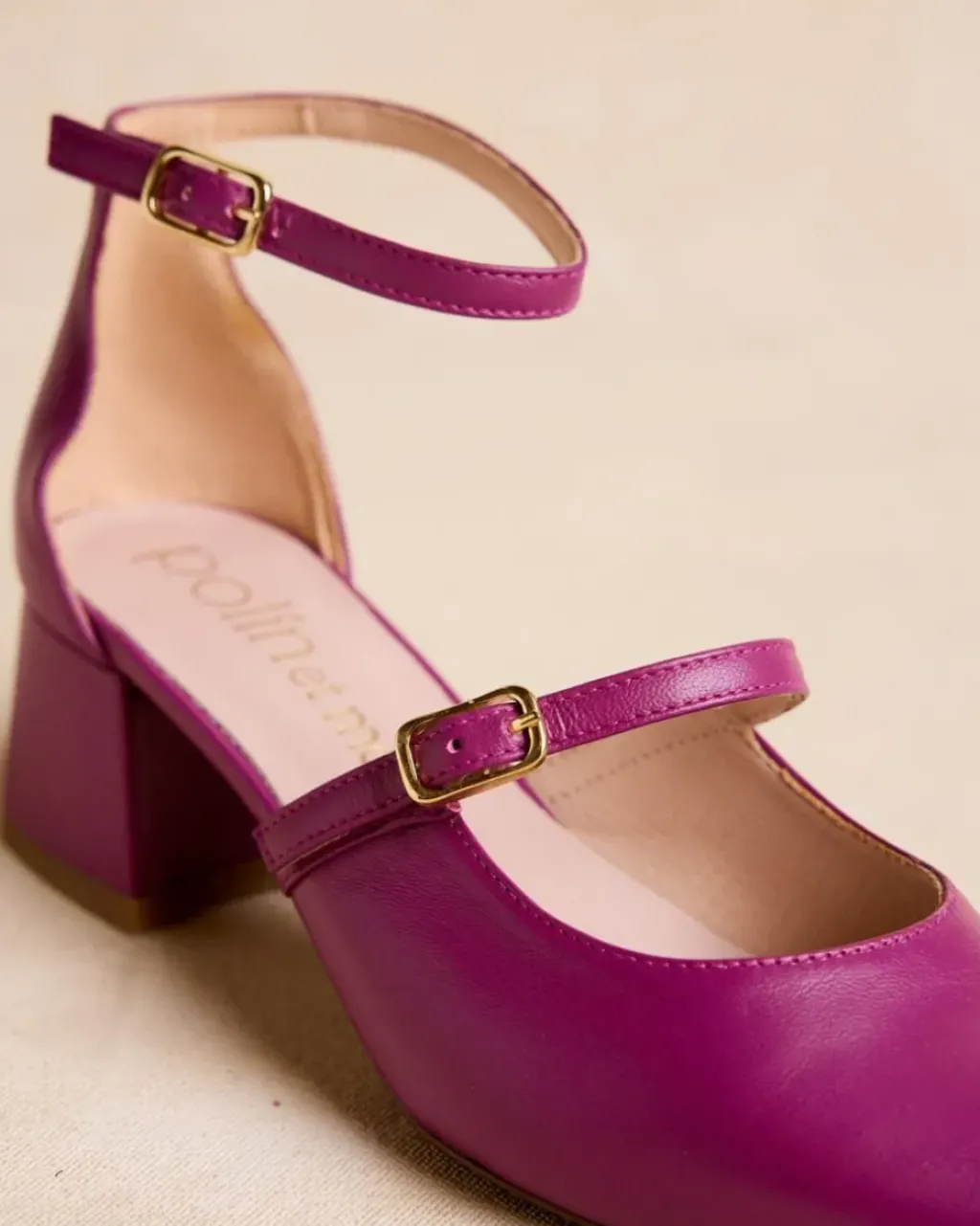 Polin et moi Zapatos De Tacón*Mary Jane Tiras Leena Morado