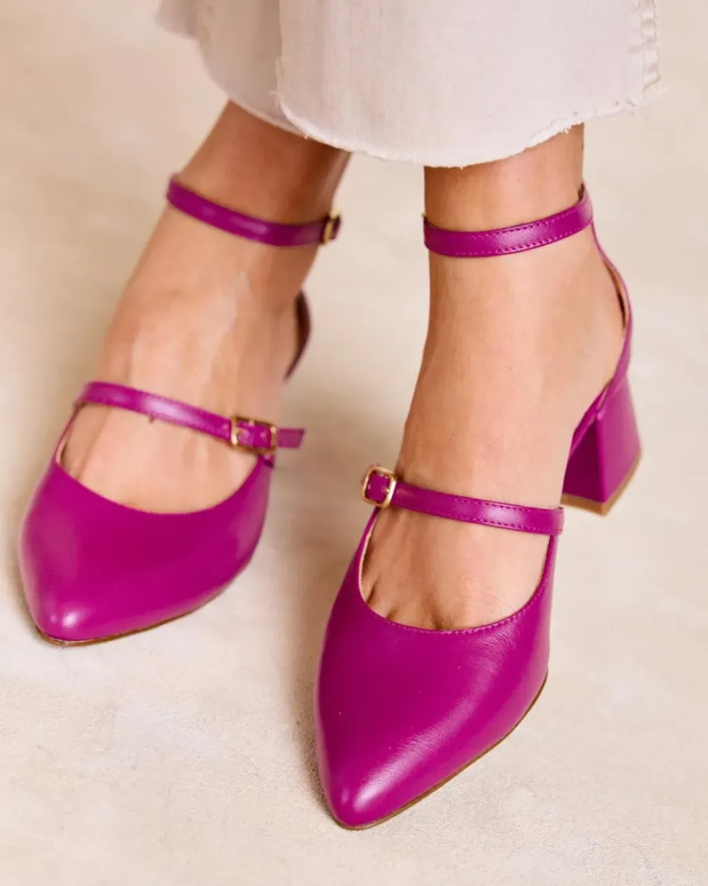 Polin et moi Zapatos De Tacón*Mary Jane Tiras Leena Morado