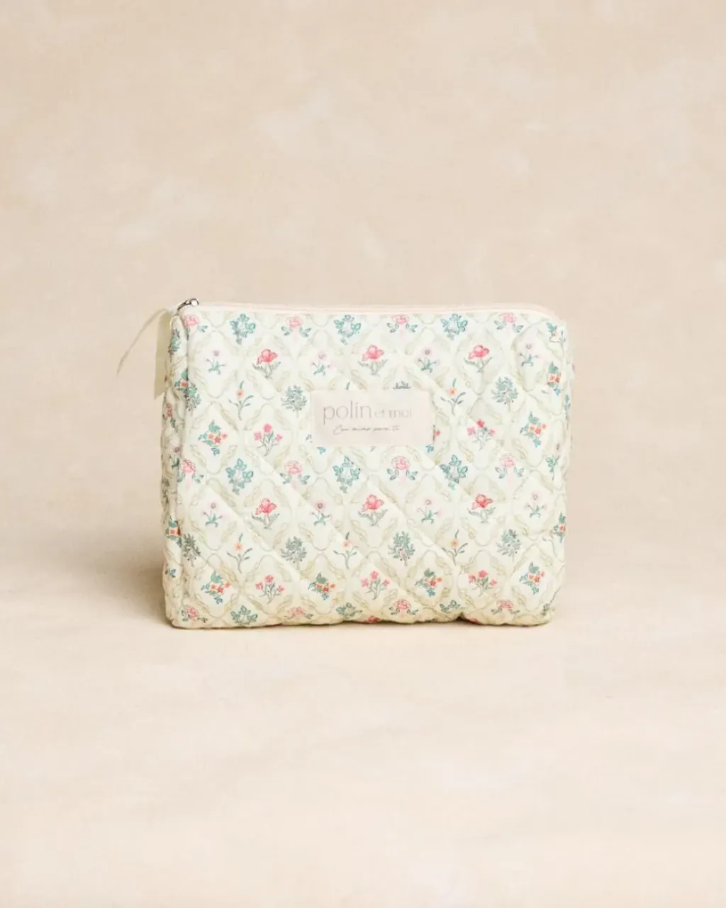 Polin et moi Home*Neceser Mediano Flores Lumira Crudo