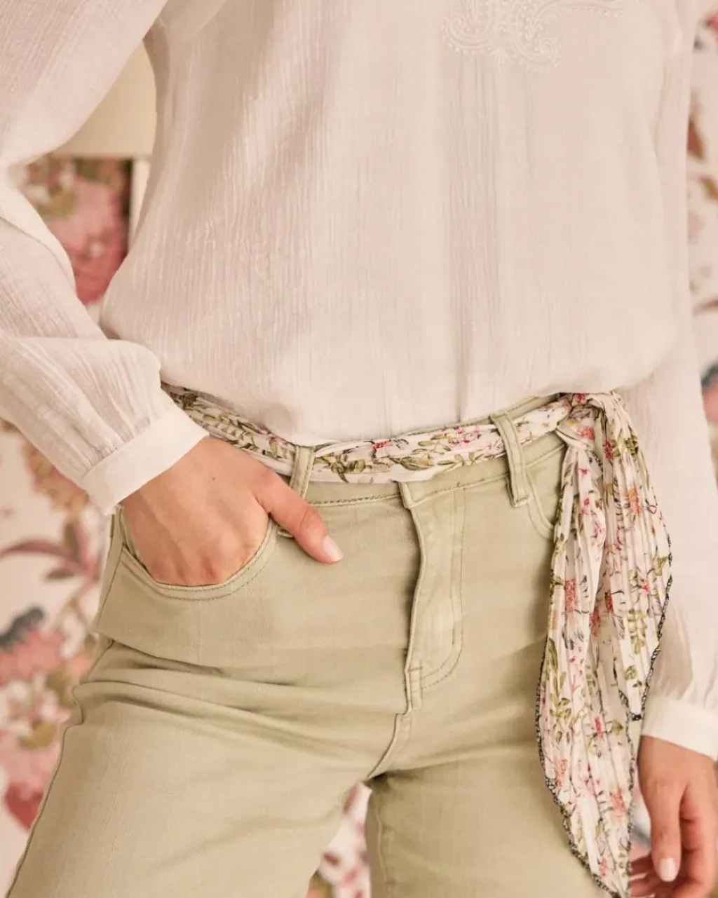 Polin et moi Pantalones*Pantalón Denim Flare Ameline Eucalipto
