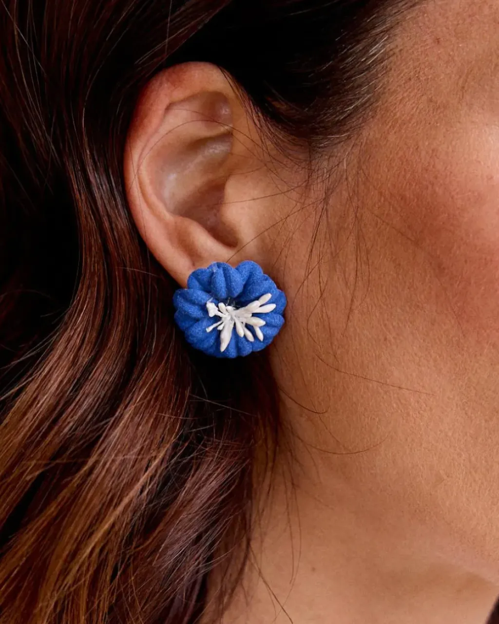 Polin et moi Bisuteria*Pendiente Flor Nancy DENIM
