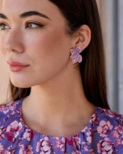 Polin et moi Bisuteria*Pendientes Flor Dahlia lavanda