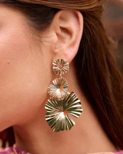 Polin et moi Bisuteria*Pendientes Flores Lisan Oro