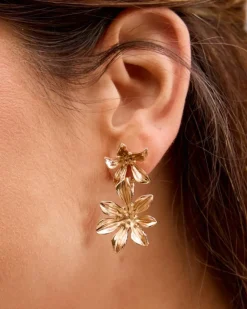 Polin et moi Bisuteria*Pendientes Flores Rosian Oro