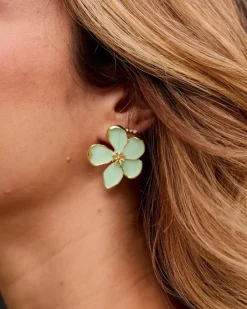 Polin et moi Bisuteria*Pendientes Flor Mint Menta