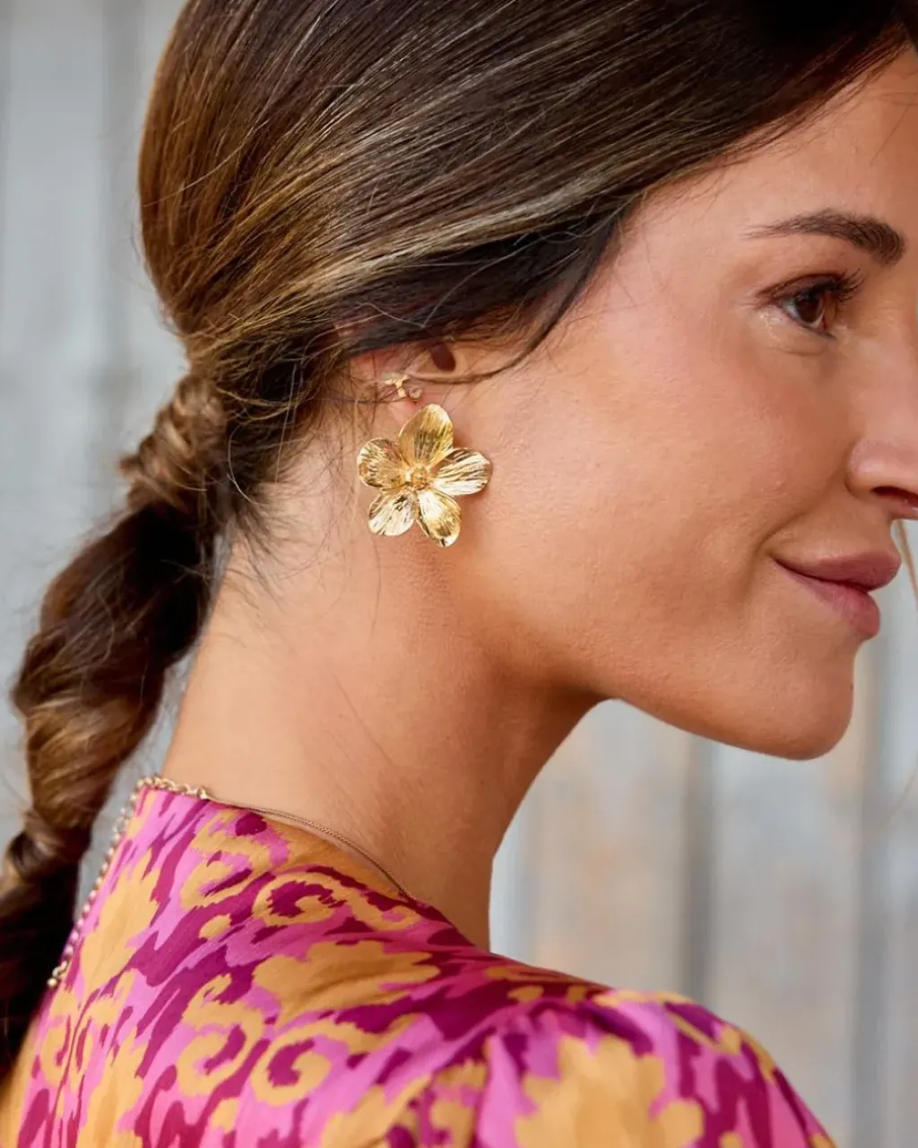 Polin et moi Bisuteria*Pendientes Flor Trice Oro