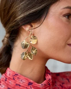 Polin et moi Bisuteria*Pendientes Hojas Brisa Oro