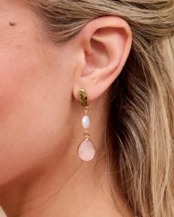 Polin et moi Bisuteria*Pendientes Piedra Rosa