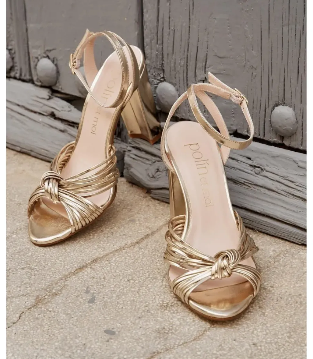 Polin et moi Novia|Sandalias*Sandalia Nudo Clotis Oro