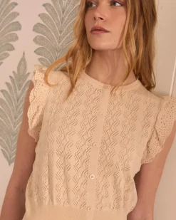 Polin et moi Camisetas Y Tops*Top Botones Mire beige
