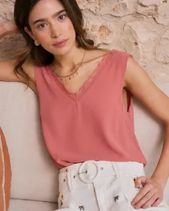 Polin et moi Camisetas Y Tops*Top Encaje Jasira coral