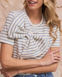 Polin et moi Camisetas Y Tops*Top Lazo Rayas Celeste
